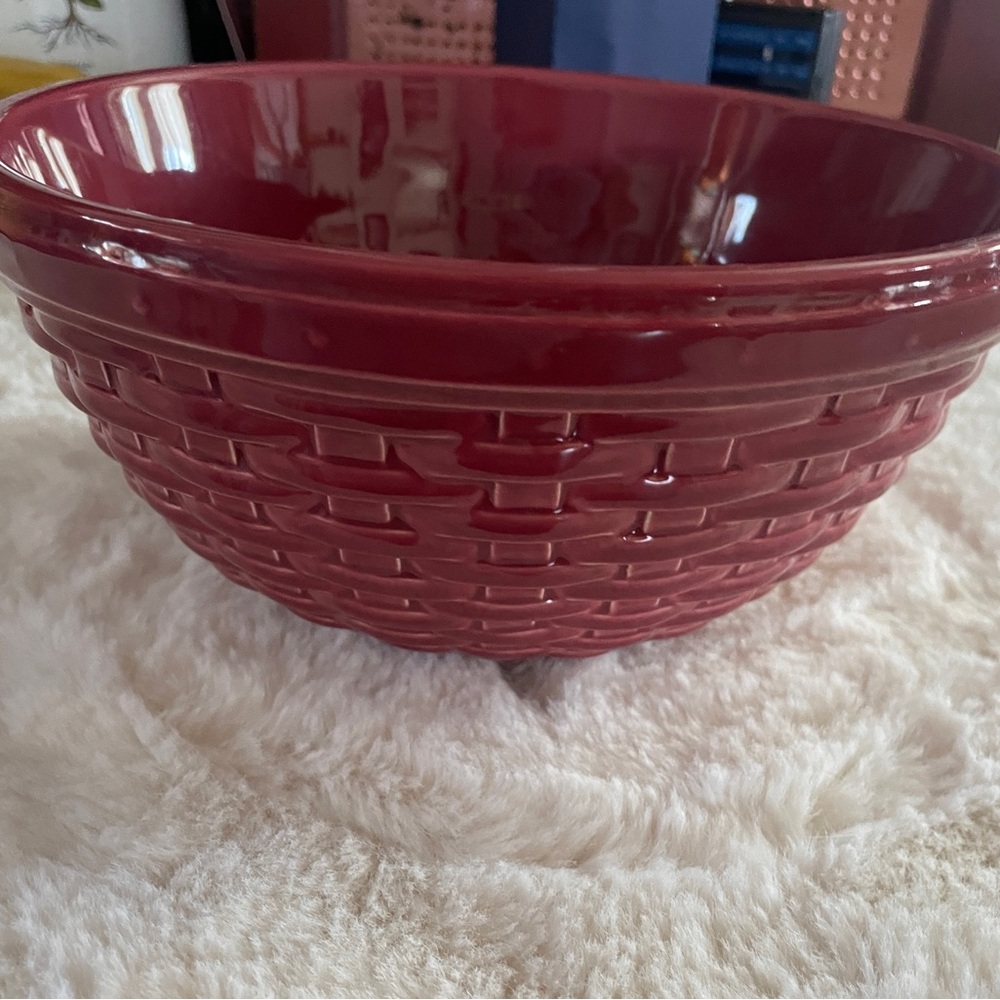 Longaberger Red Woven Ceramic Bowl